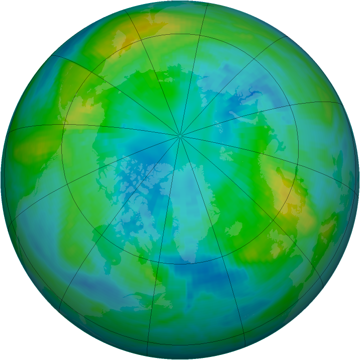 Arctic ozone map for 10 October 1980